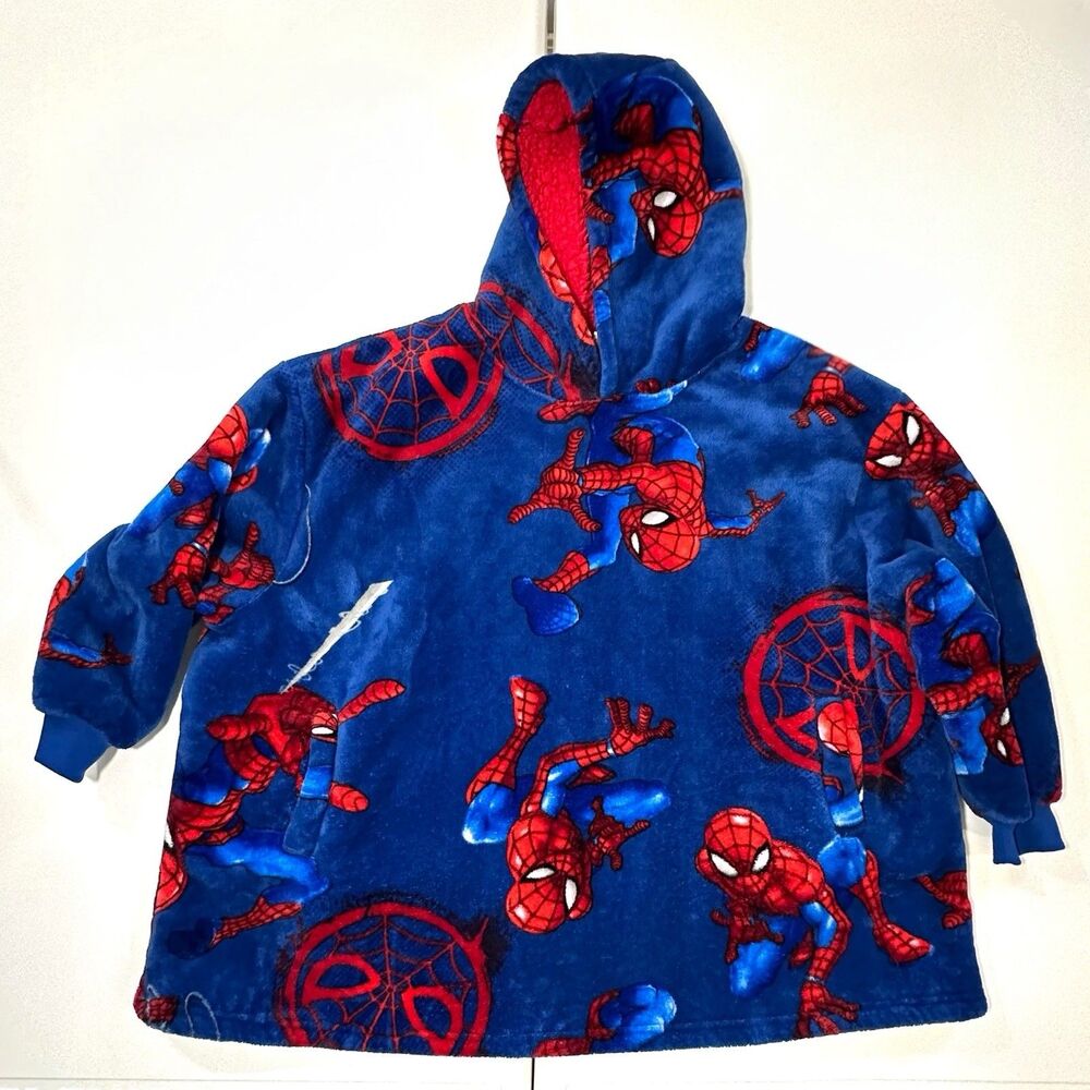 Marvel Spider-Man Kids Wayy Big Hoodie Oversized Sherpa Wearable Blanket